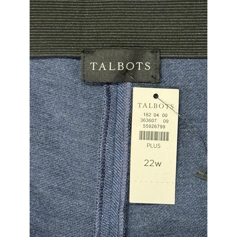 NWT Talbots Women's MONTAUK Pants Sz 22W Blue High Waist Ankle Flare Leg Pull-On